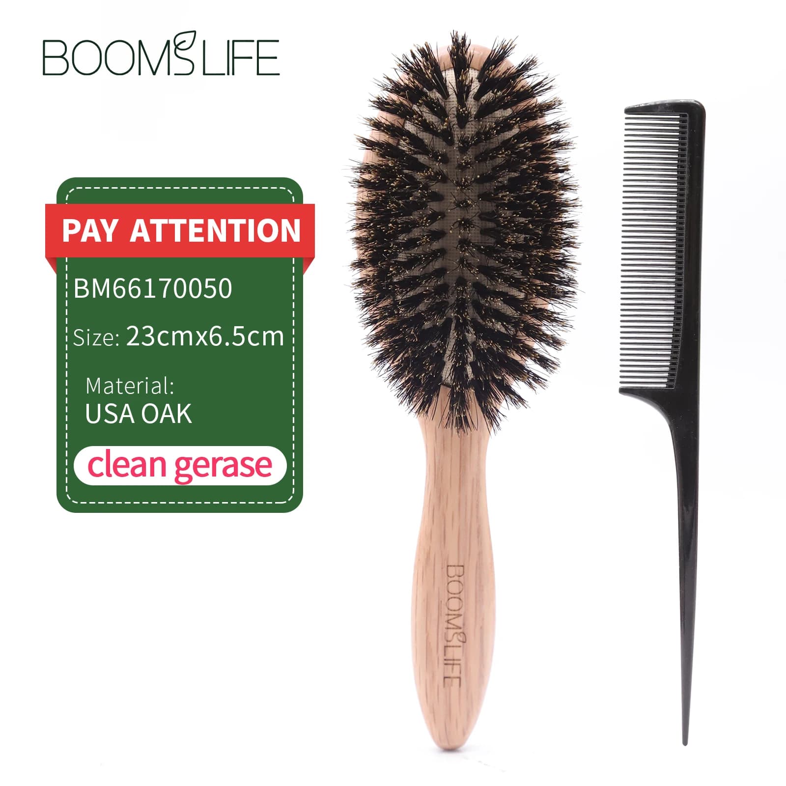 boar bristle hair brush with wooden handle — image 7