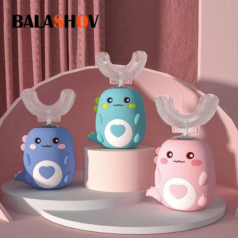 U‑shaped electric toothbrush for children with cartoon design — image 1