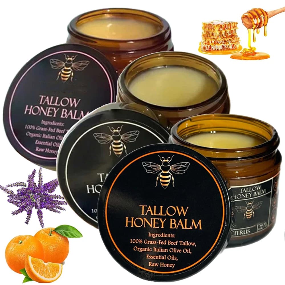 organic beef tallow balm with raw honey — image 1