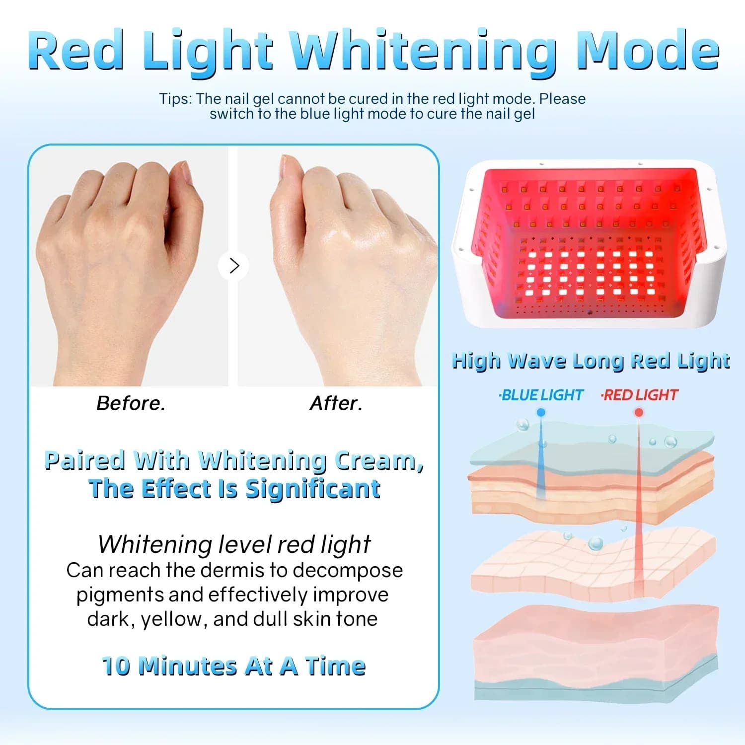 480W UV LED nail lamp with red light mode — image 5