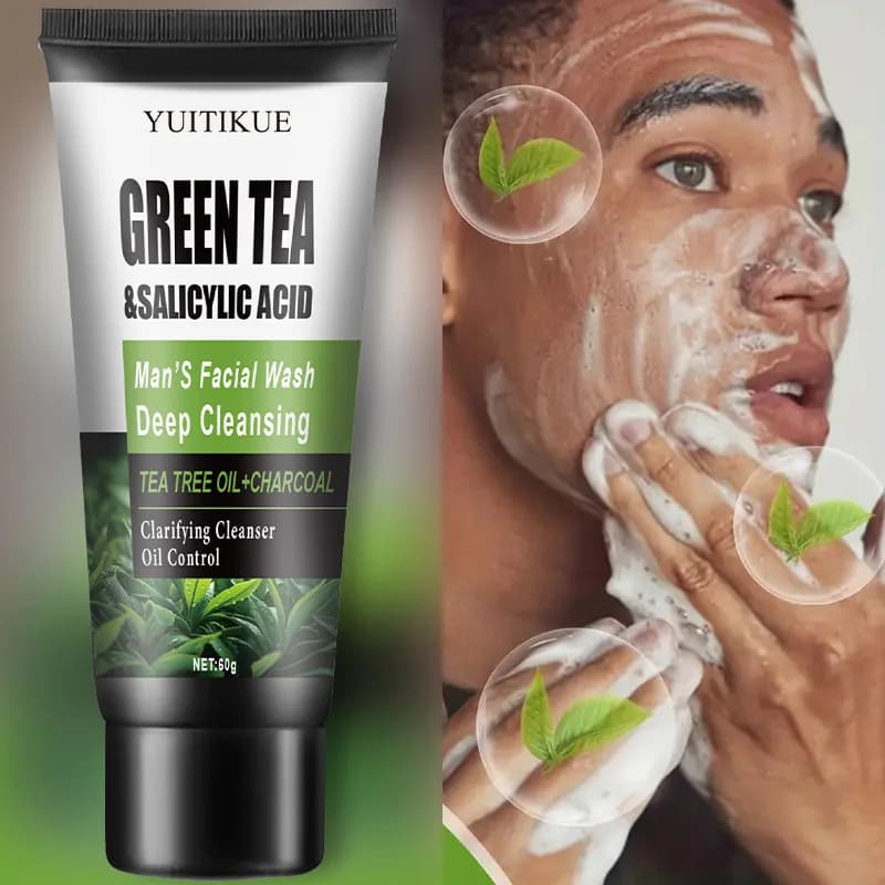 YUITIKUE men's facial wash green tea and salicylic acid — image 1