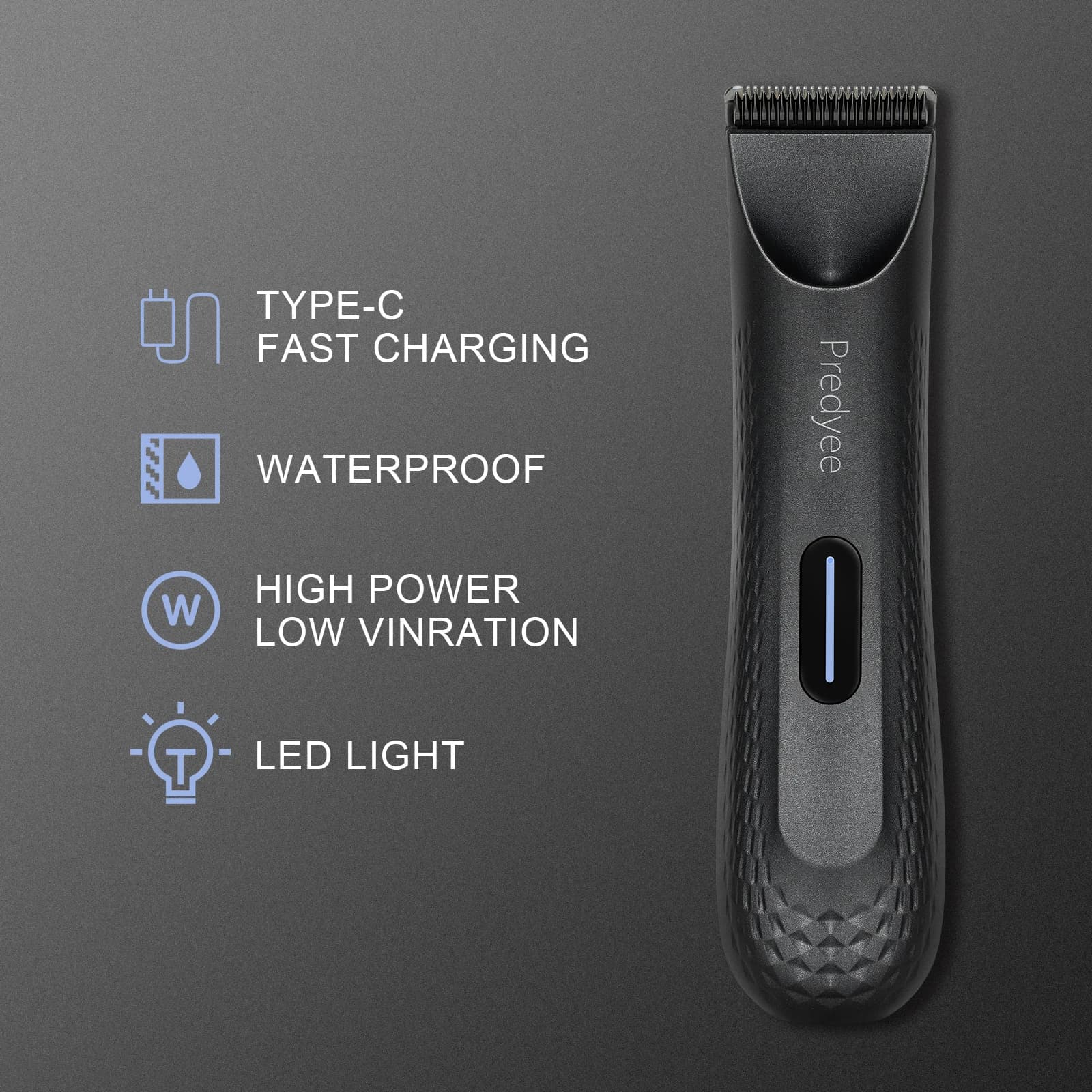 waterproof electric groin hair trimmer with ceramic blade — image 3