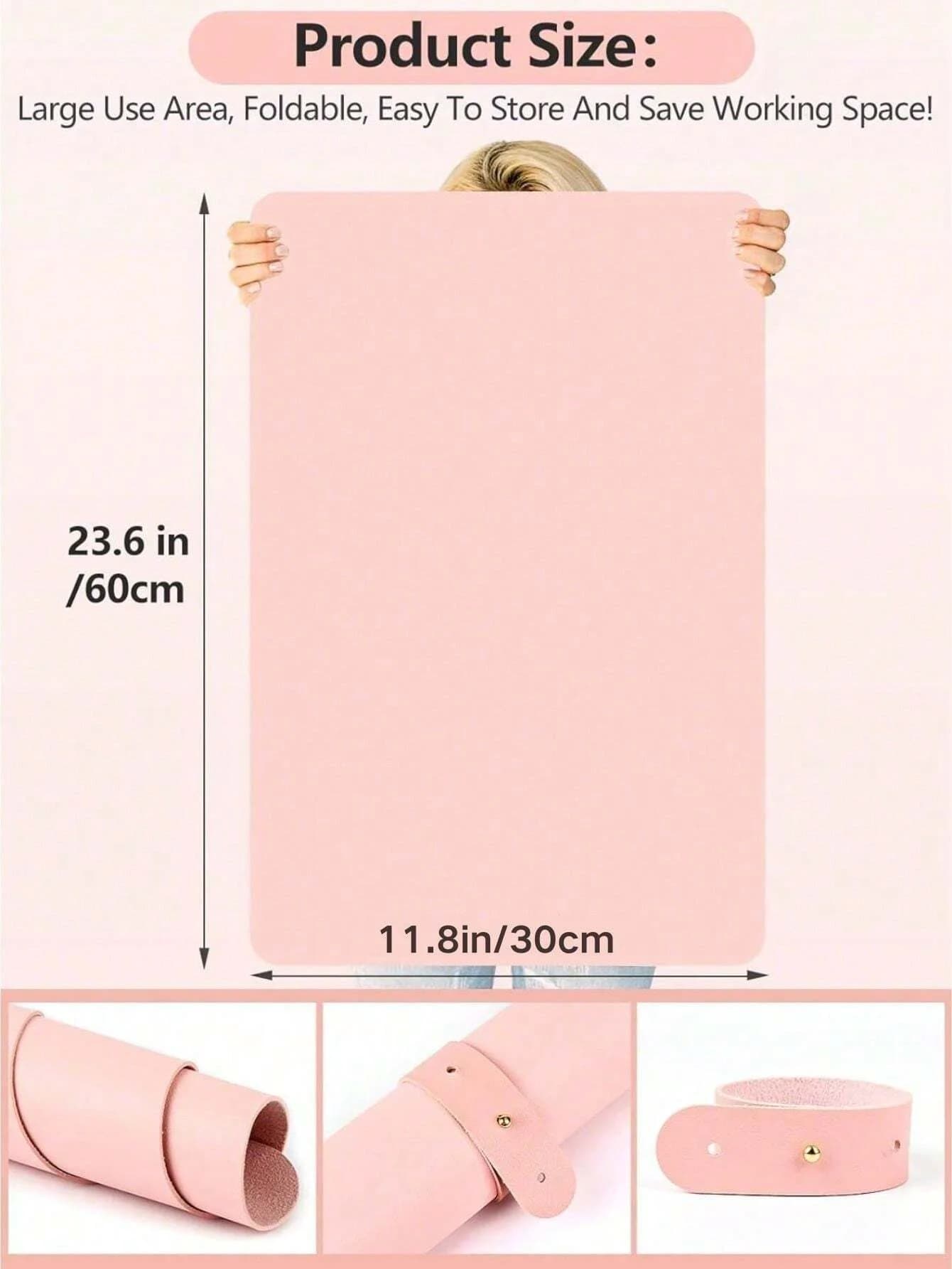 pink foldable nail art table mat — image 3