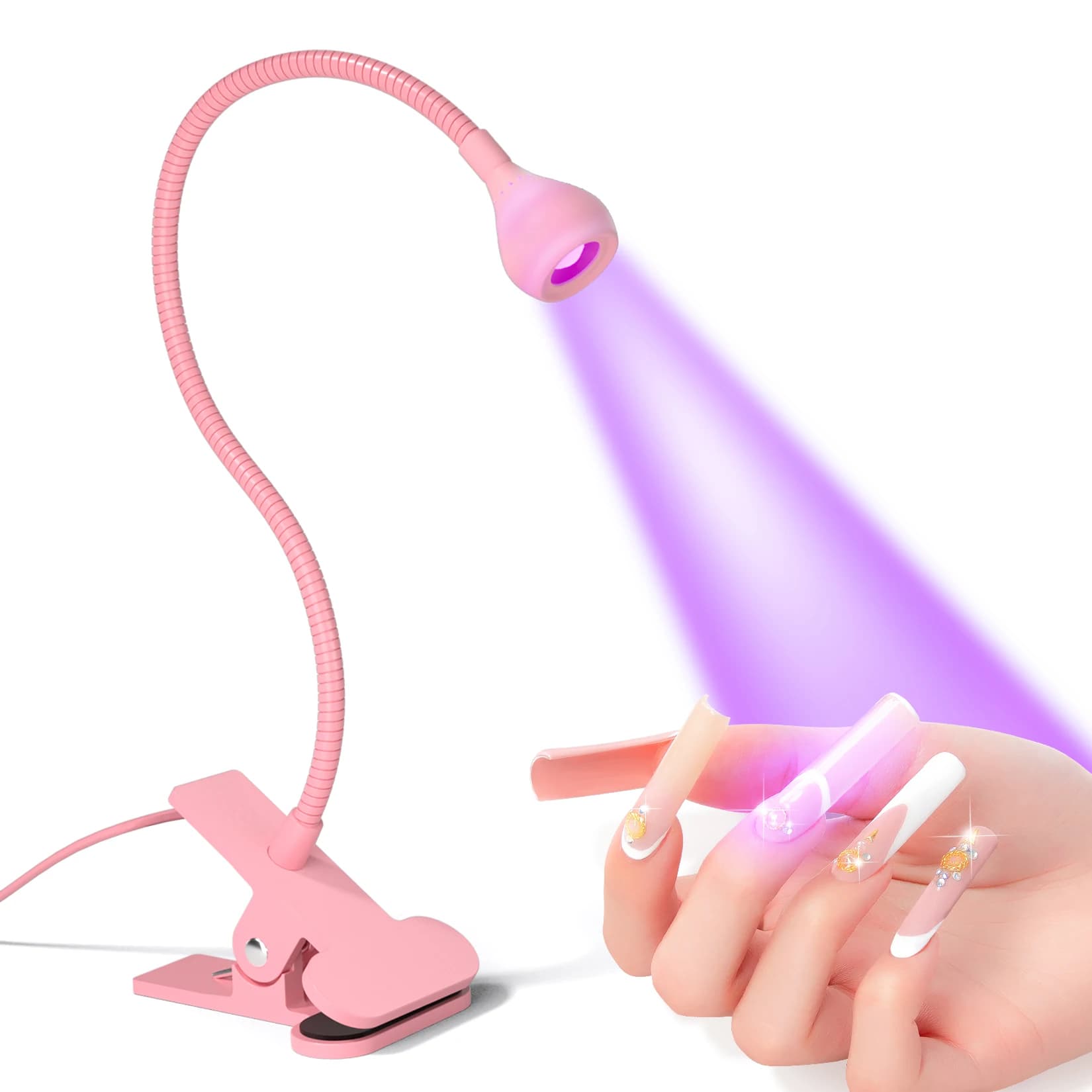 compact UV nail lamp with clip-on base — image 7