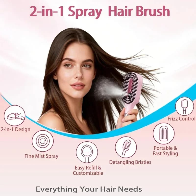 detangling hairbrush with built-in spray bottle — image 4