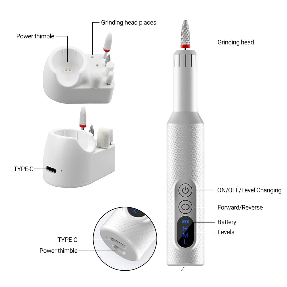 wireless 6-in-1 nail drill with LED display — image 5
