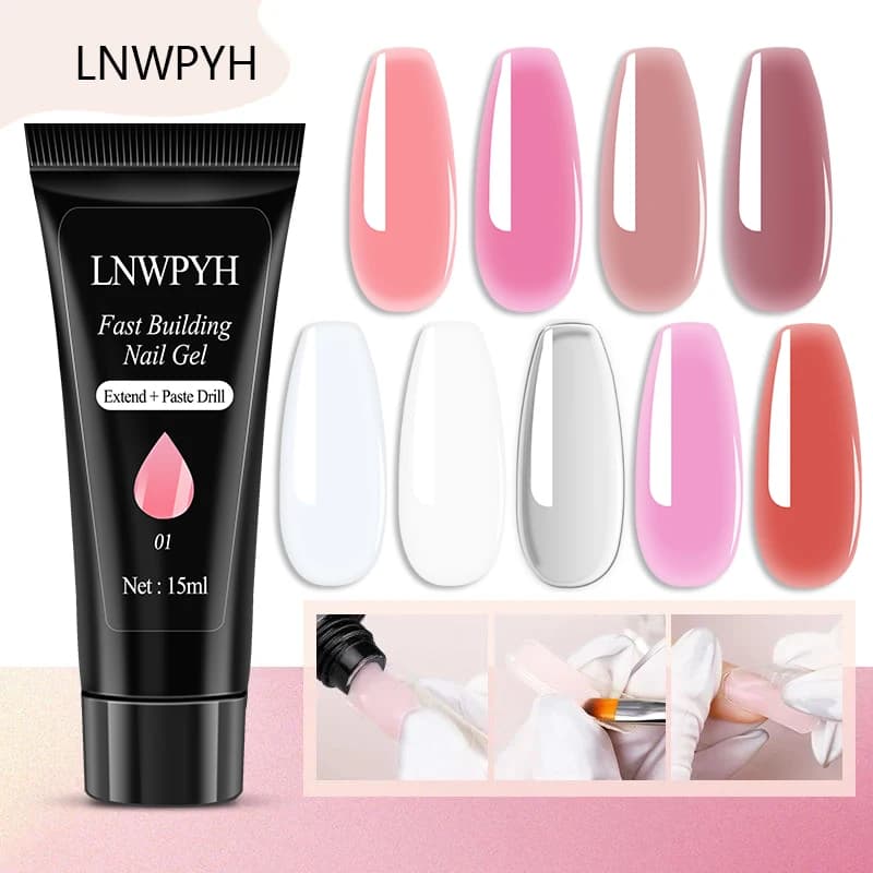Poly Extension nail gel set with brushes and tips — image 2