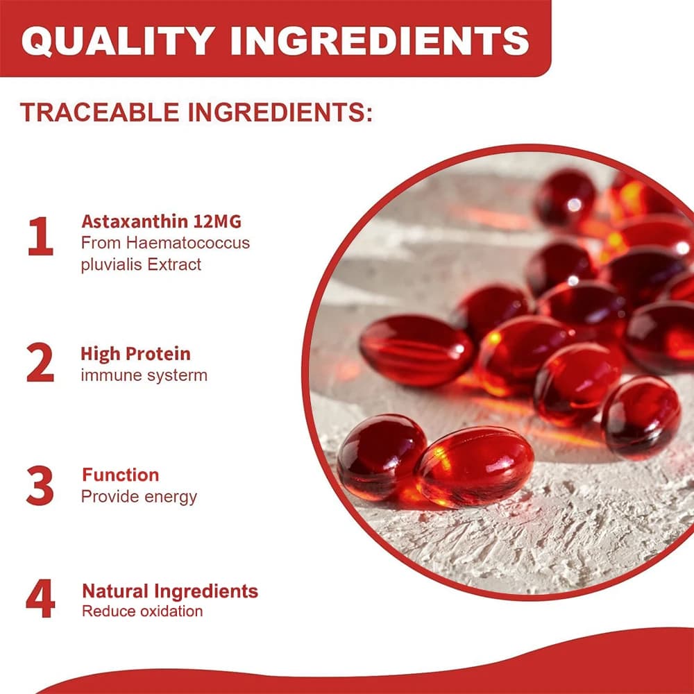 bottle of natural astaxanthin 12 mg capsules — image 2