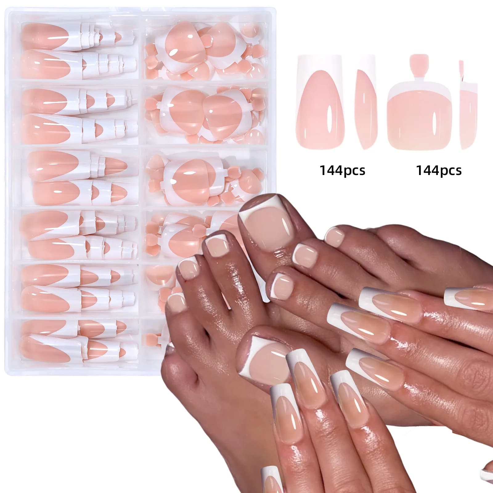 French square acrylic nail tips set for hands and feet — image 8