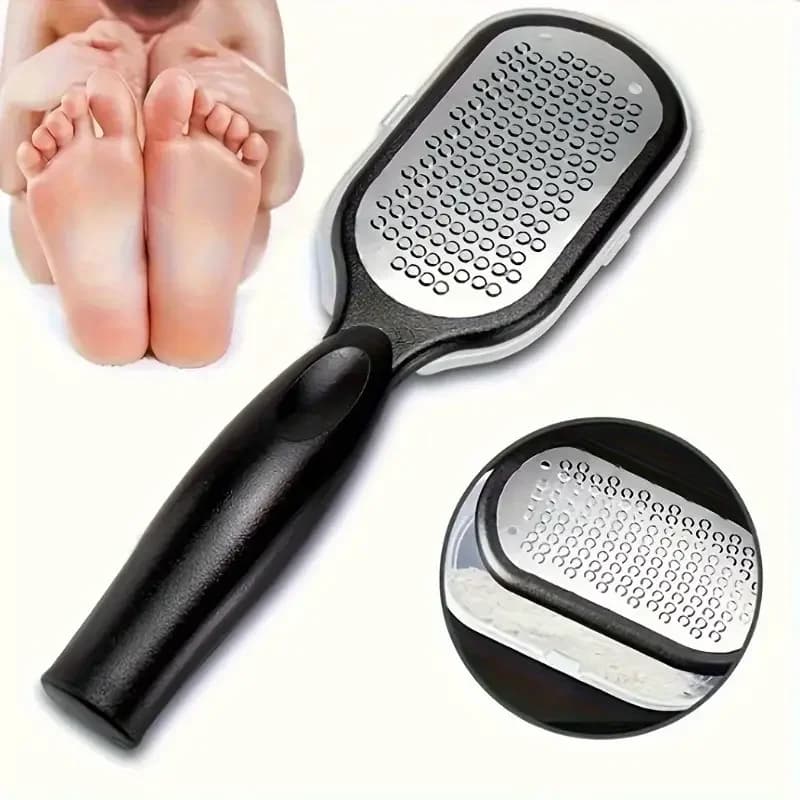stainless steel ergonomic foot file with coarse and fine grit — image 3