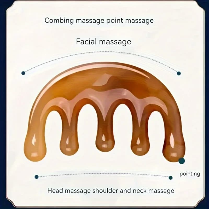 green resin acupoint massage comb with large tooth head — image 6