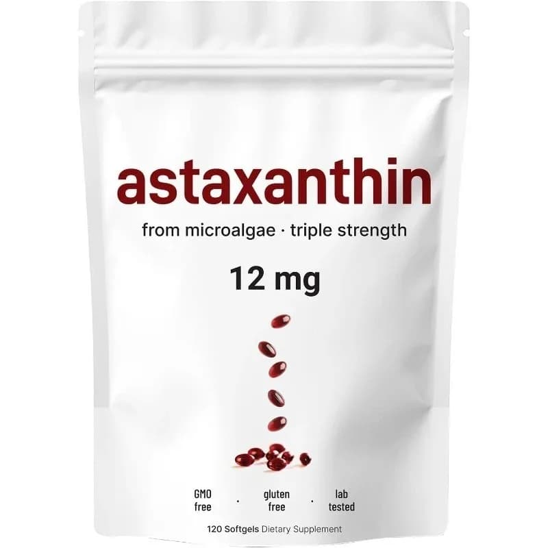 bottle of astaxanthin 12 mg plant-based microalgae oil softgels — image 7