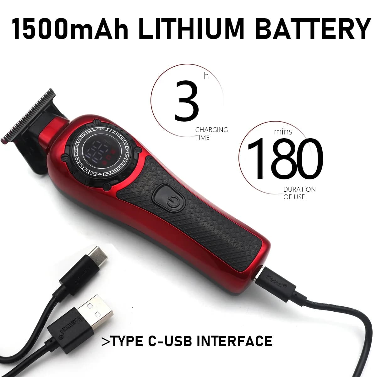 Kemei KM-999 hair trimmer with LED display — image 4