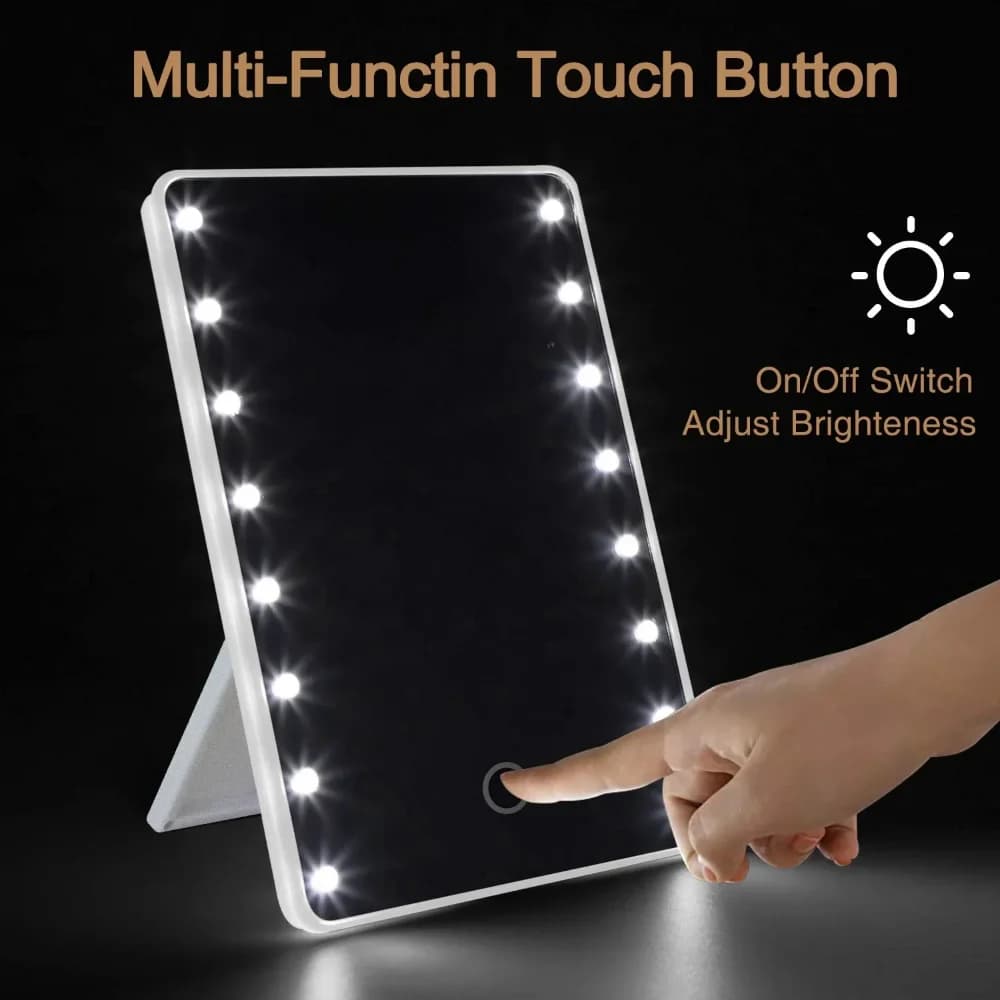 16-LED Touch-Adjustable Portable Makeup Mirror