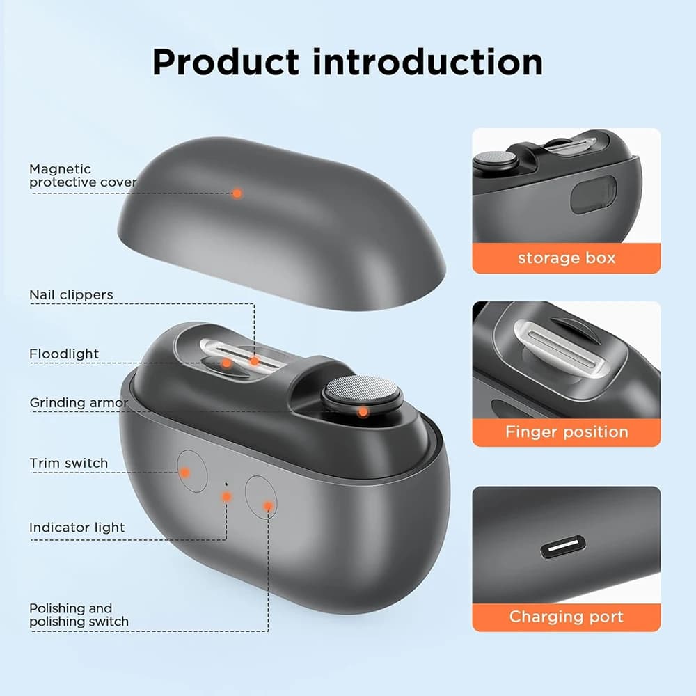 portable rechargeable electric nail clipper with built-in light — image 3