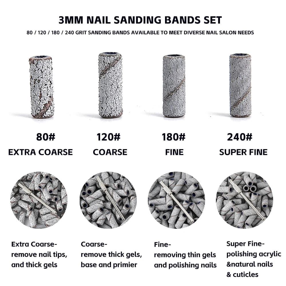 3mm nail sanding bands with 80‑240 grit for mini drill — image 3