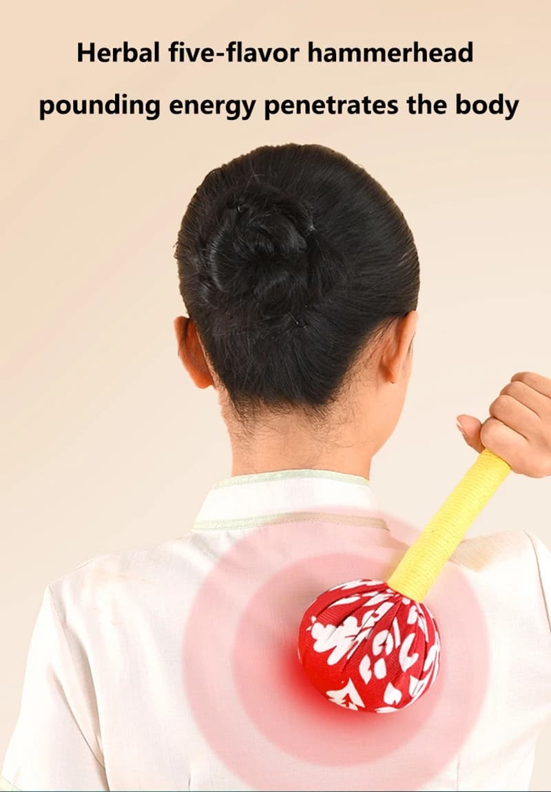 long-handled wormwood massage hammer for lymphatic drainage — image 3