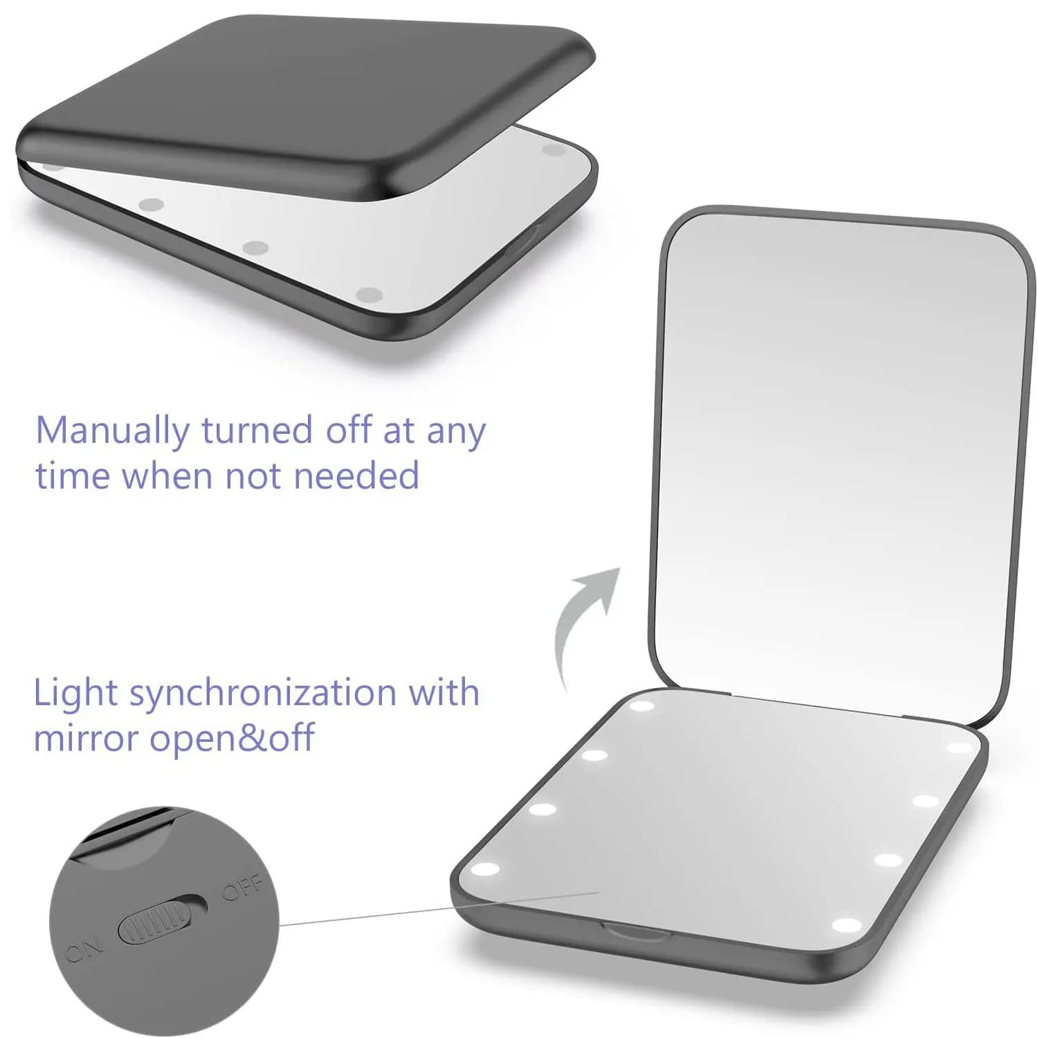 mini LED makeup mirror with 1x and 2x magnification — image 3