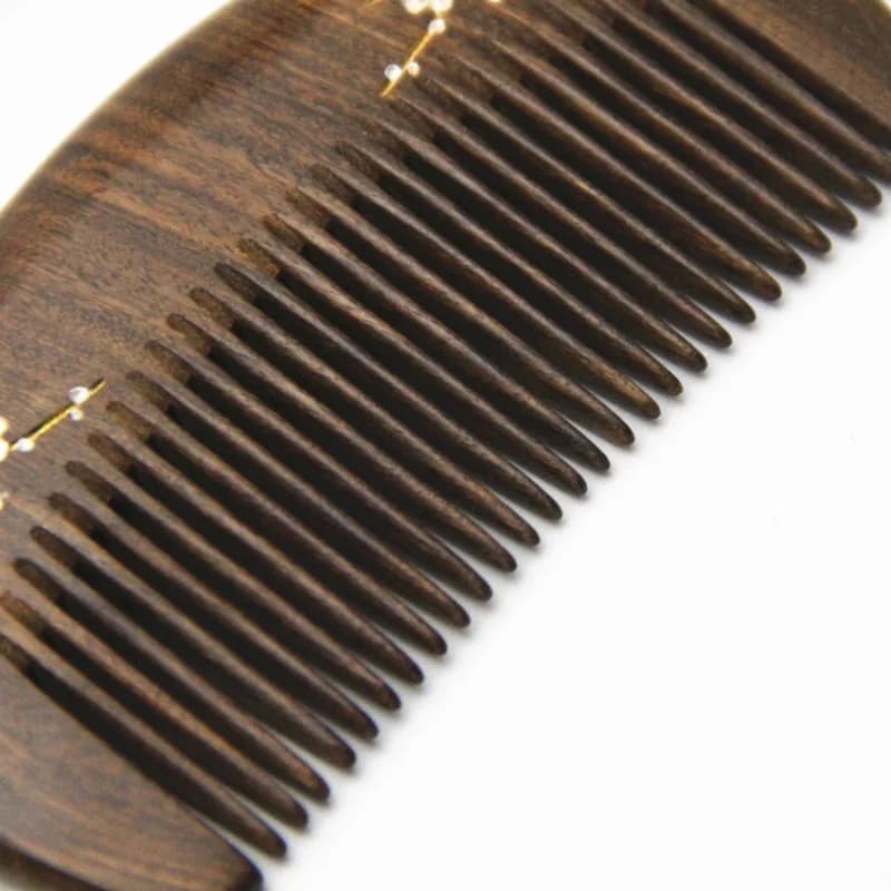 gold natural sandalwood hair comb — image 5