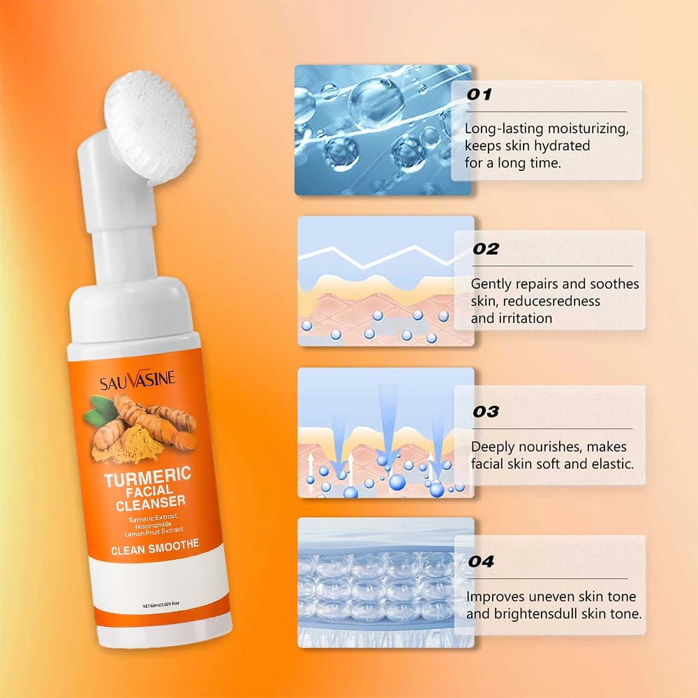 turmeric brightening facial cleanser foam — image 3
