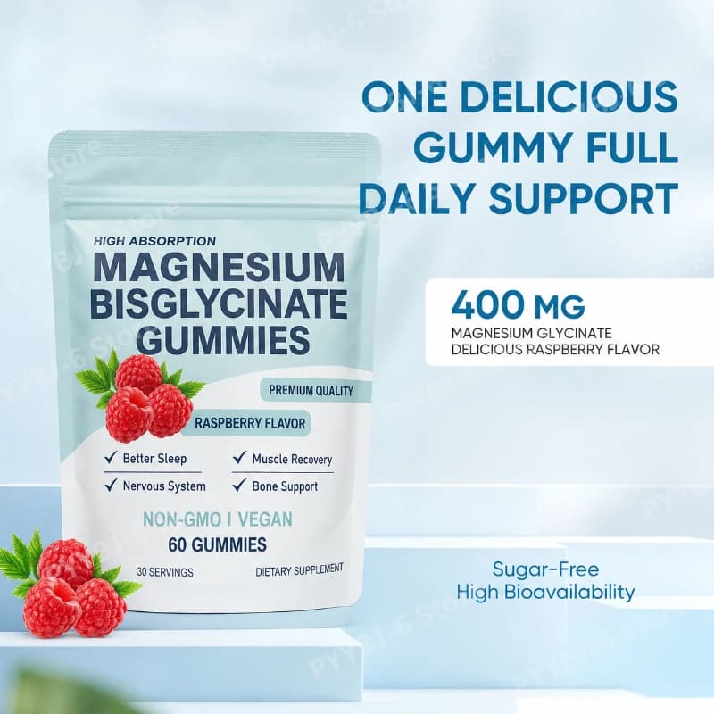 vegan raspberry magnesium bisglycinate gummies — image 5