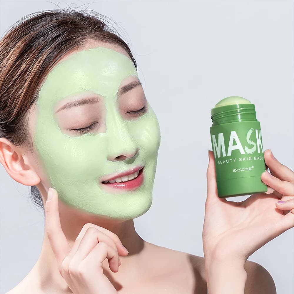 Green tea cleansing stick mask in a white tube — image 1
