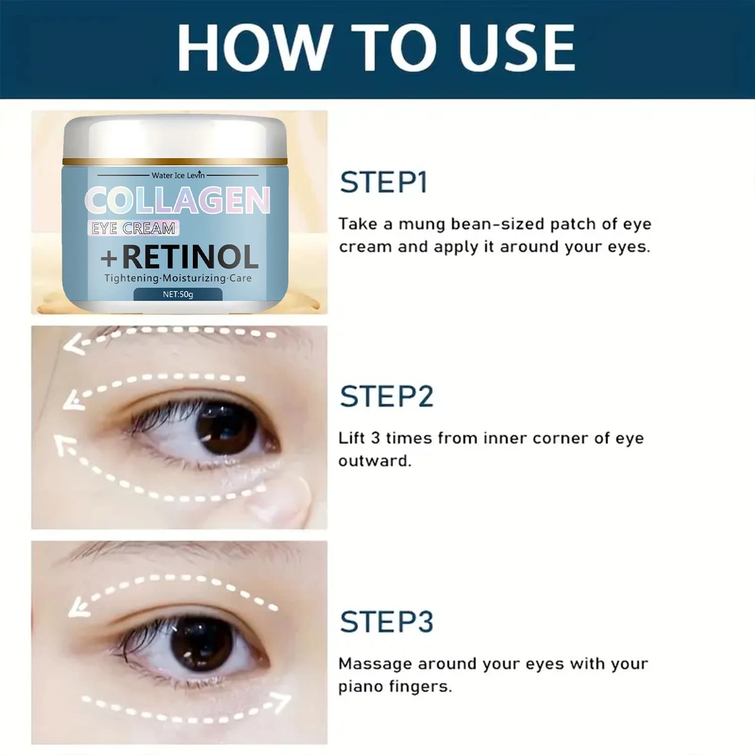 Levin collagen and retinol eye cream in a jar — image 4