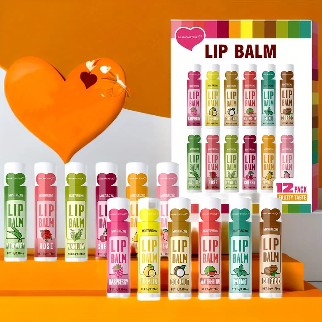 set of twelve 5 g moisturizing lip balms — image 1