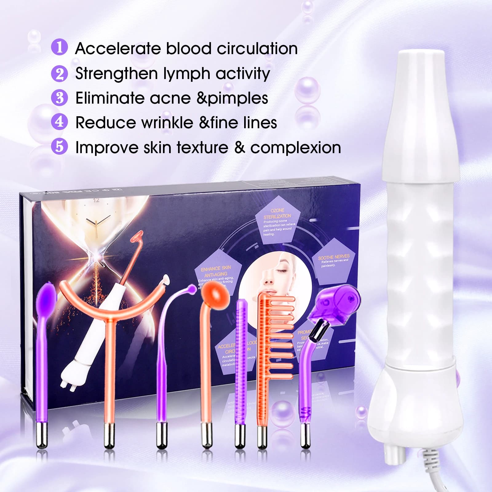 high frequency facial electrotherapy wand with glass electrode — image 4
