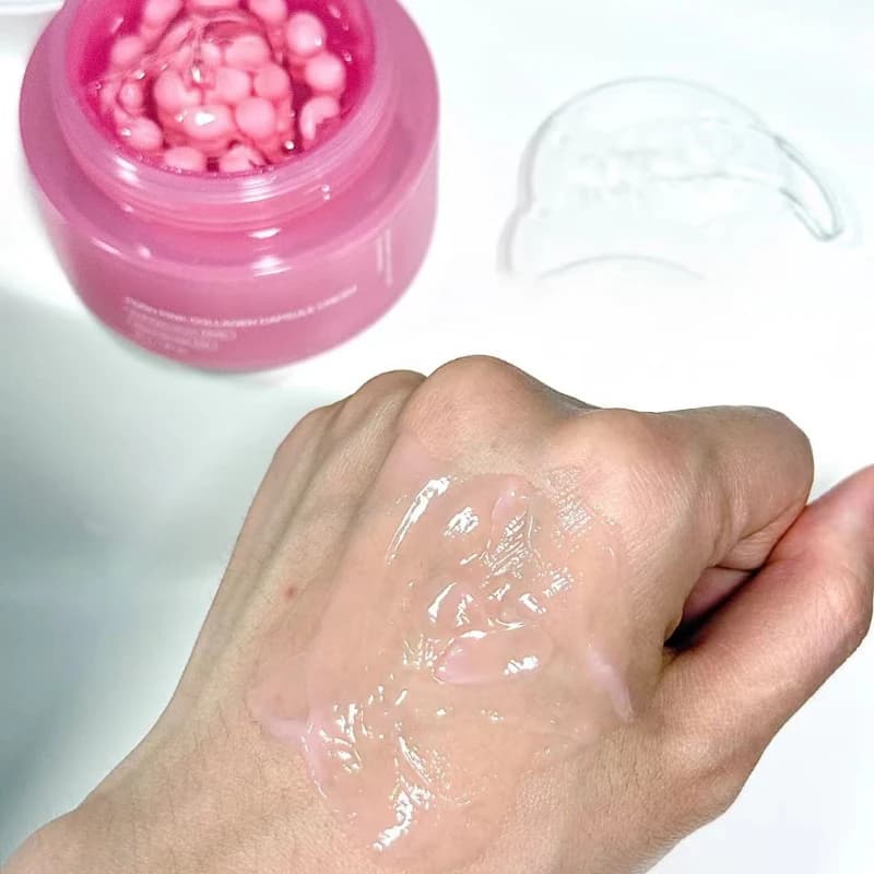Pink collagen capsule cream with niacinamide in a jar — image 6