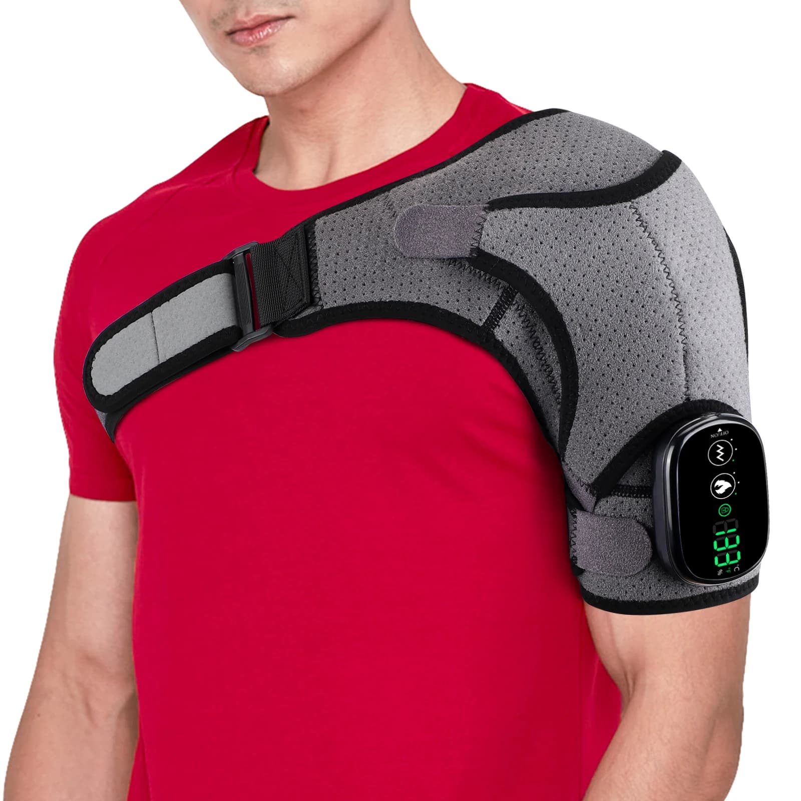 Heated shoulder massage belt with adjustable strap — image 7