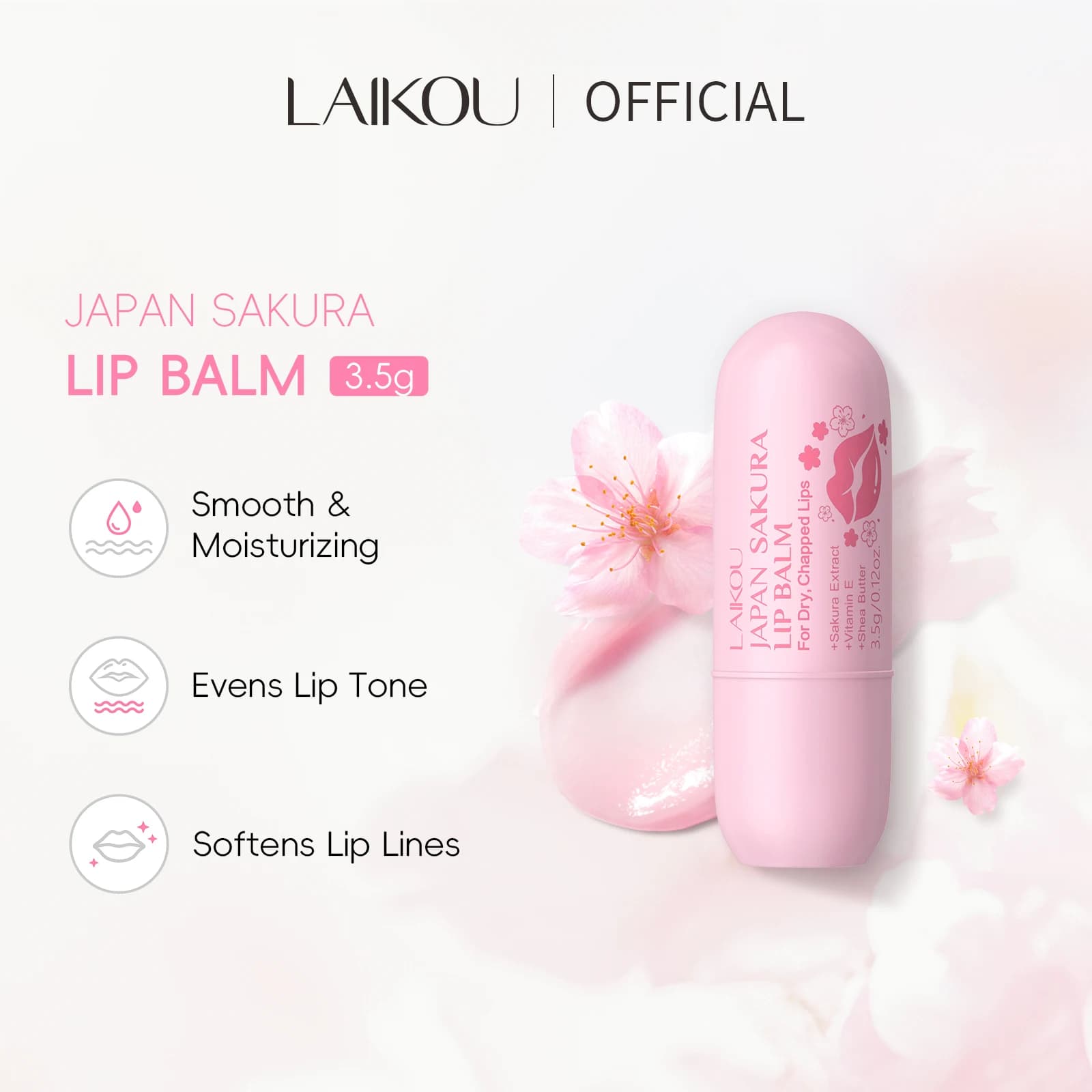 LAIKOU Japan Sakura hydrating plumping lip balm tube — image 4