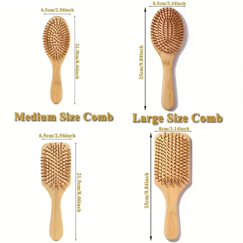 Natural bamboo paddle comb with air cushion — image 6
