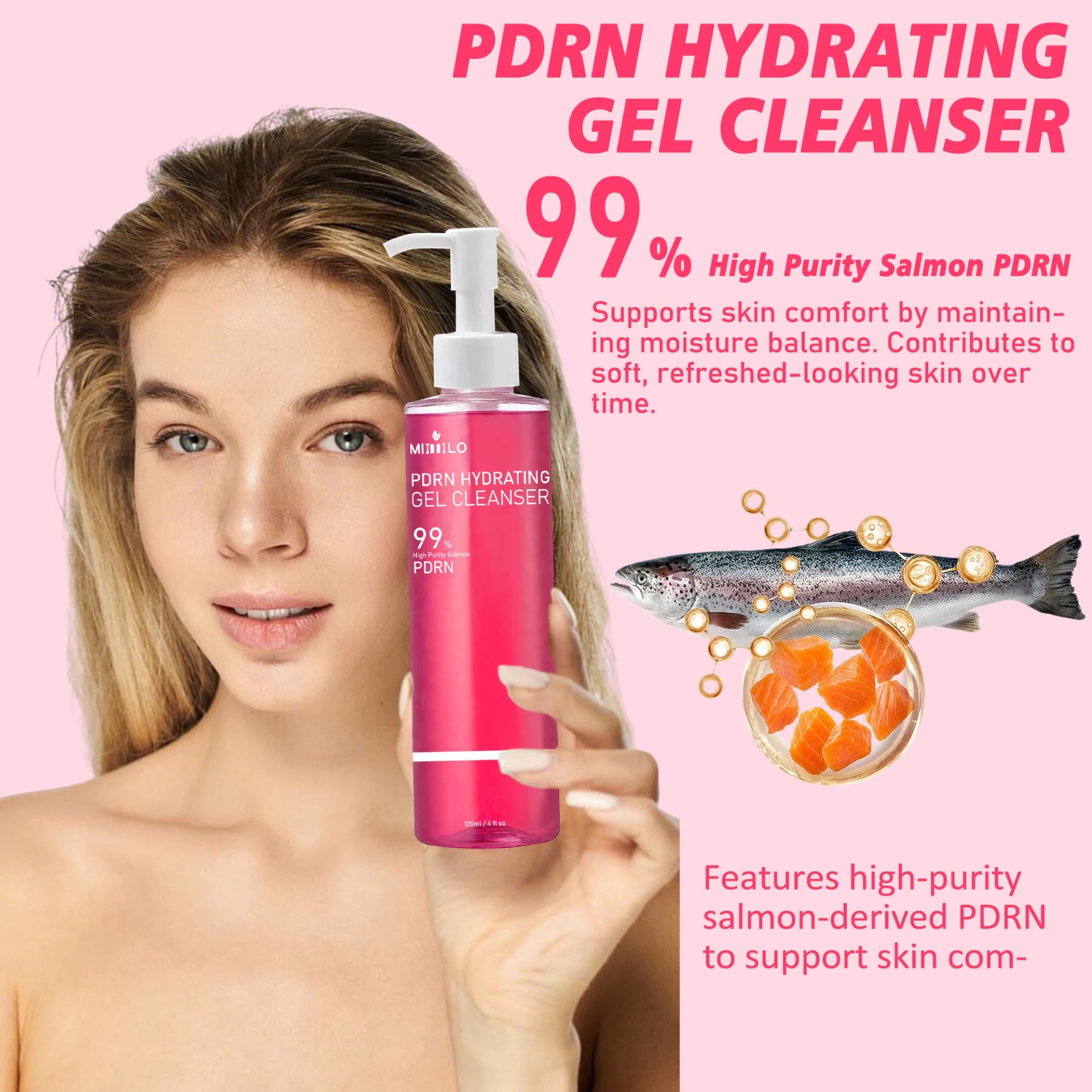Salmon pink foam cleansing gel tube — image 5