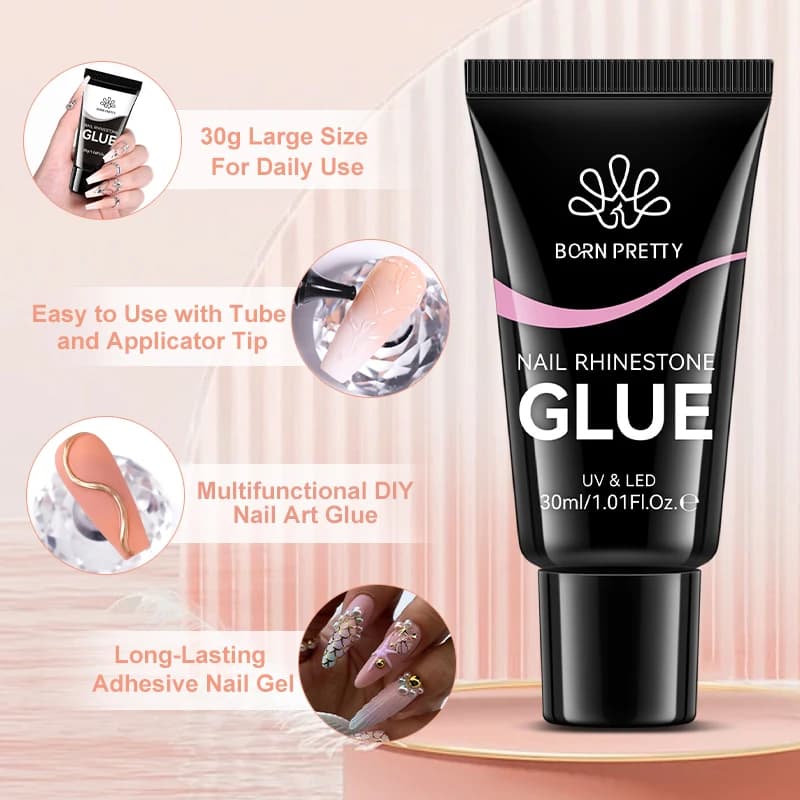 transparent nail gel polish for rhinestones — image 6