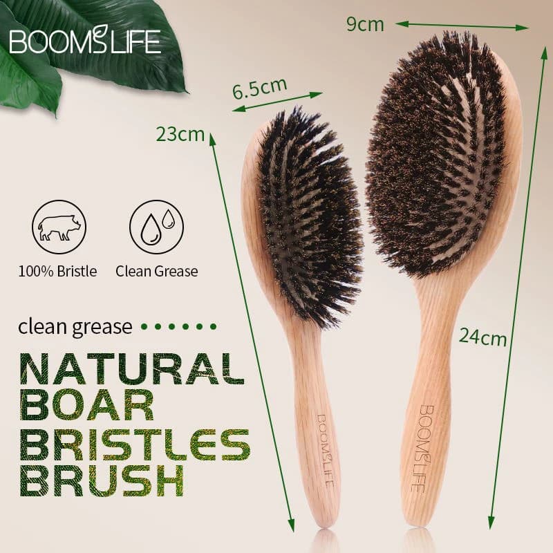 boar bristle hair brush with wooden handle — image 3