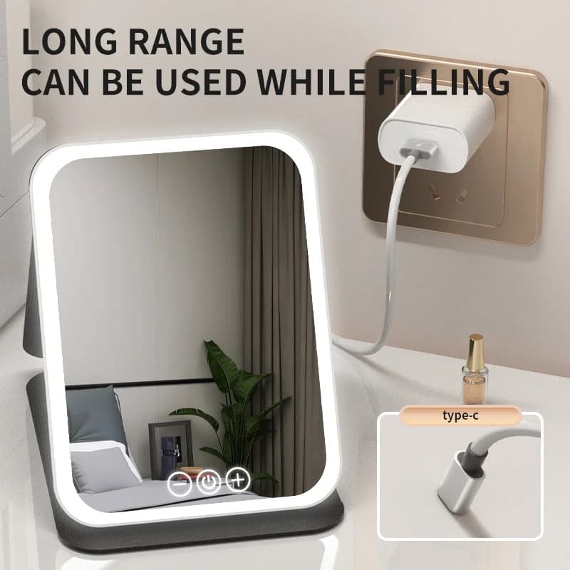 foldable LED makeup mirror with three light modes — image 4