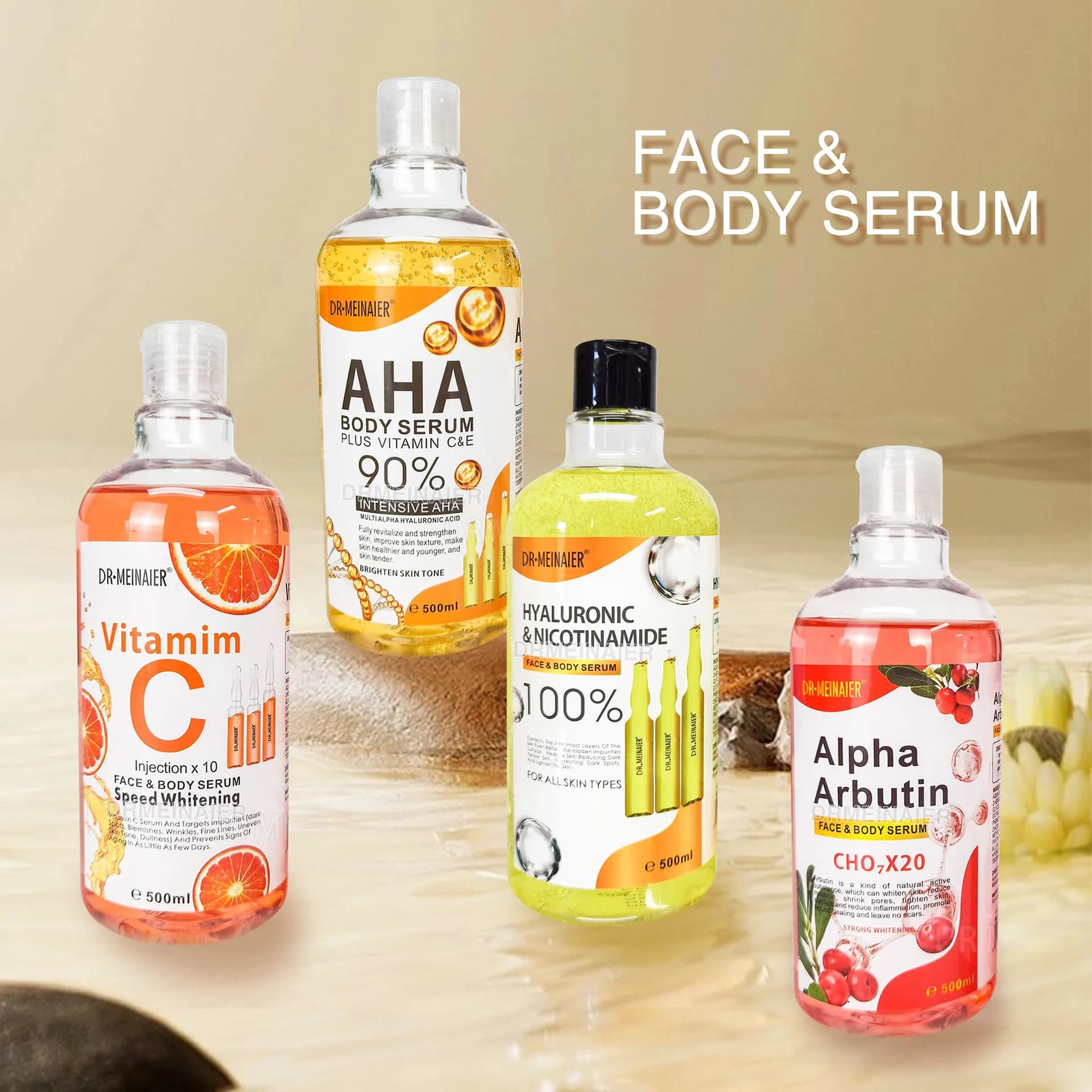 500ml bottle of vitamin C AHA hyaluronic face serum — image 3
