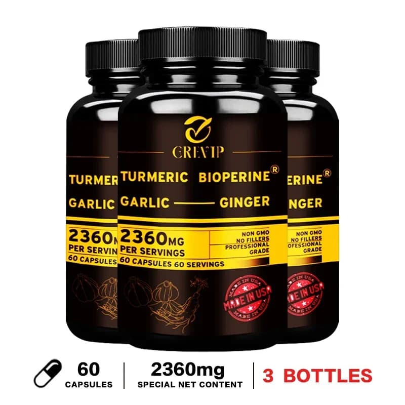 Bottle of turmeric ginger supplement with garlic and black pepper — image 8