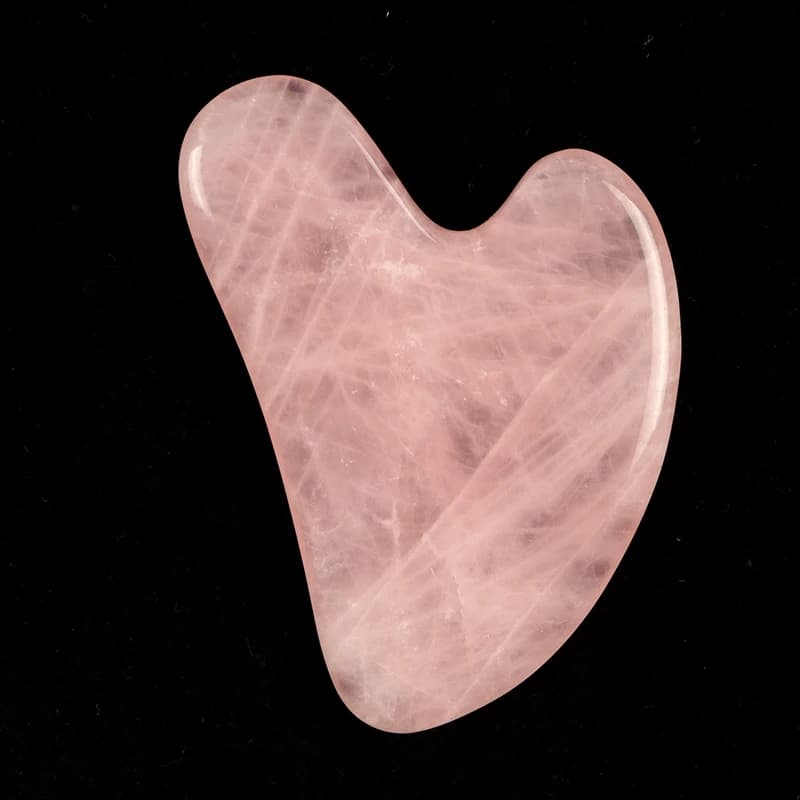 Heart-shaped rose quartz and jade gua sha facial massage stone — image 4