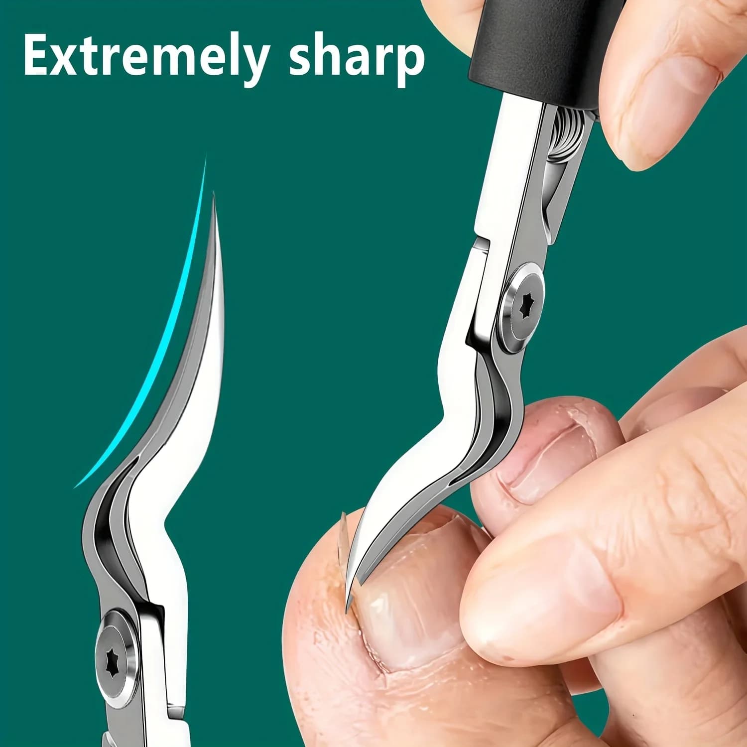 Heavy-duty steel toenail clipper with serrated blade — image 1
