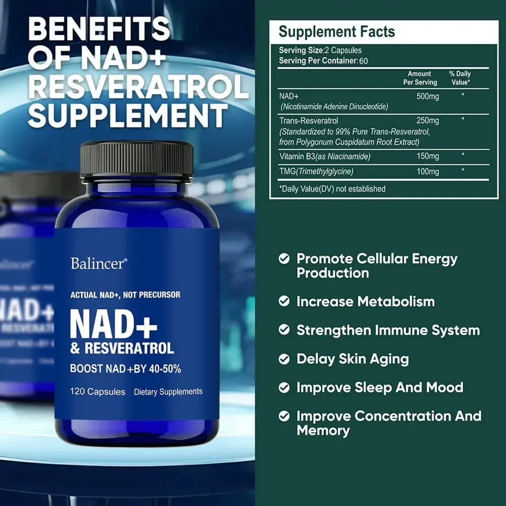 NAD+ and resveratrol supplement capsules — image 2
