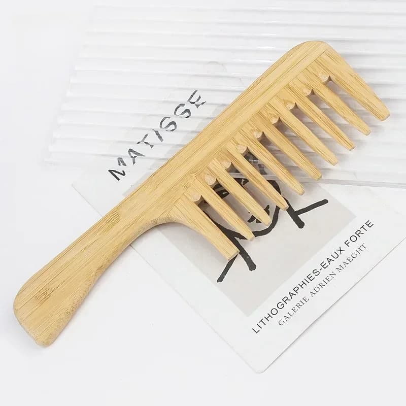 natural bamboo wide-tooth hair comb — image 5