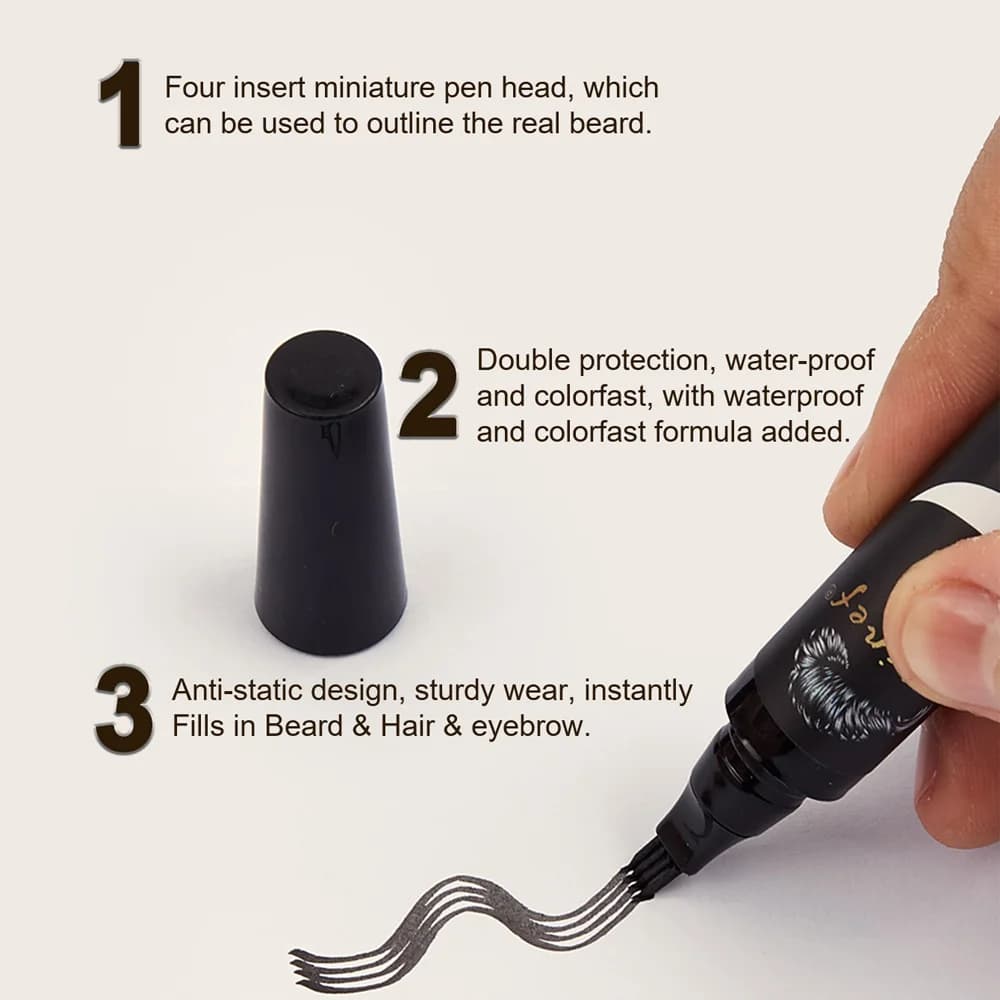 black beard styling pen with brush — image 3