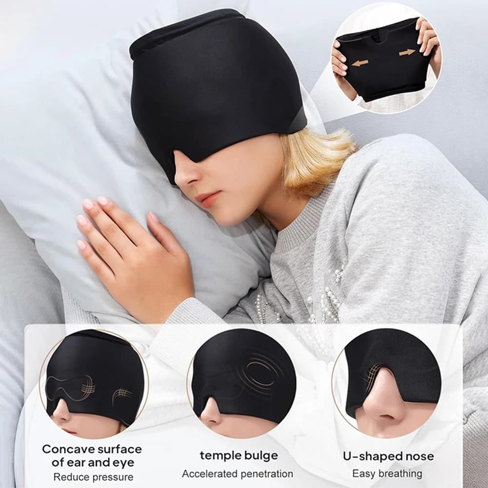 cold compress migraine relief hat with gel packs — image 5
