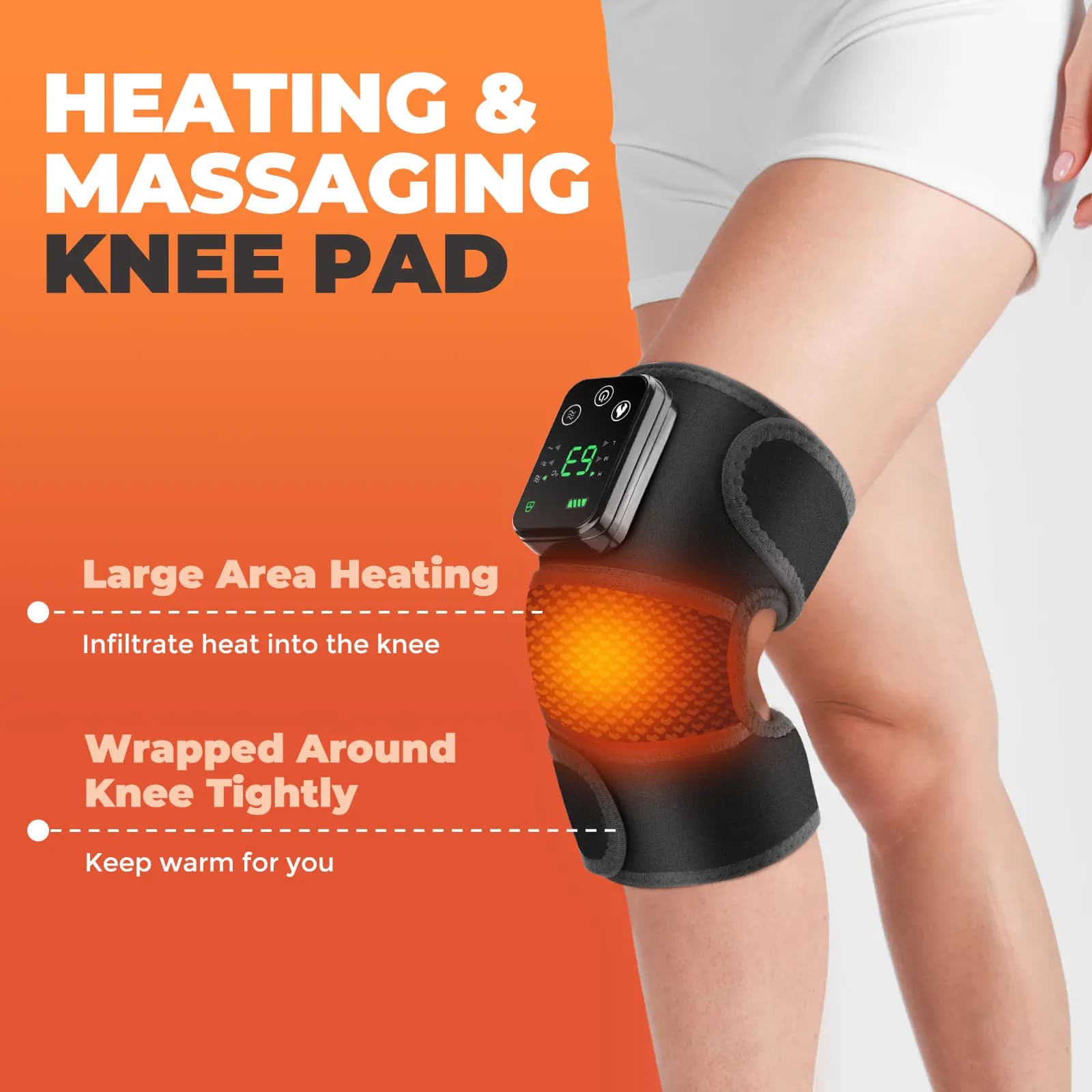 Heated vibration knee massage pad with adjustable strap — image 5