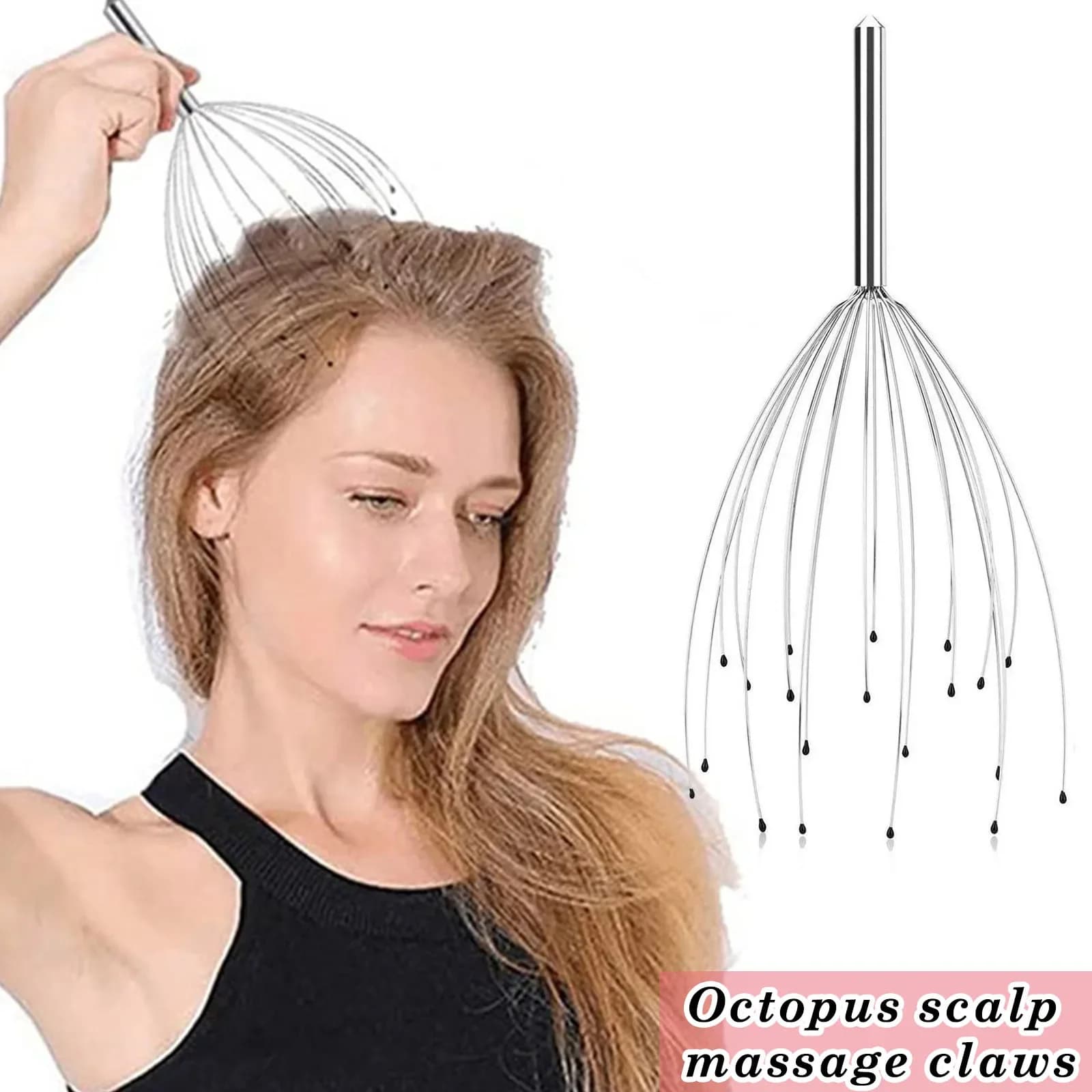 Octopus Head Stainless Steel Scalp Massager with 12 Claws