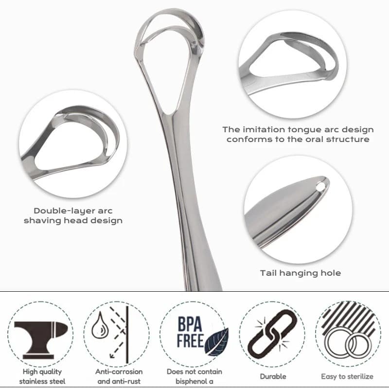Stainless steel tongue scraper set — image 5