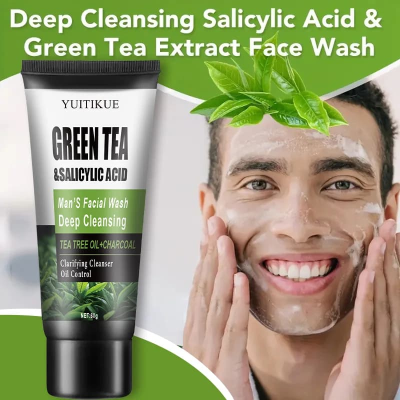 YUITIKUE men's facial wash green tea and salicylic acid — image 3