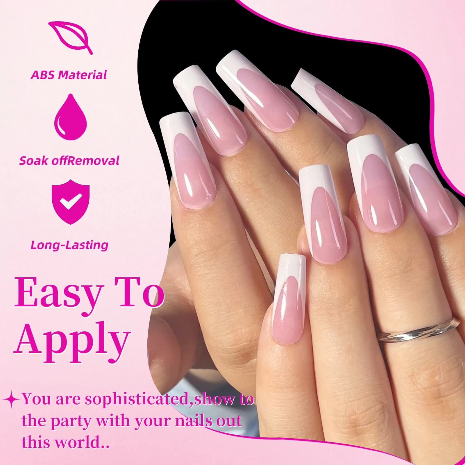 French square acrylic nail tips set for hands and feet — image 2